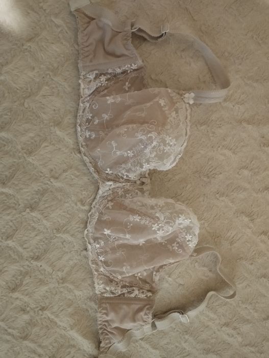 Biustonosz stanik Ava 70h miękki semi beżowo-biały koronkowy