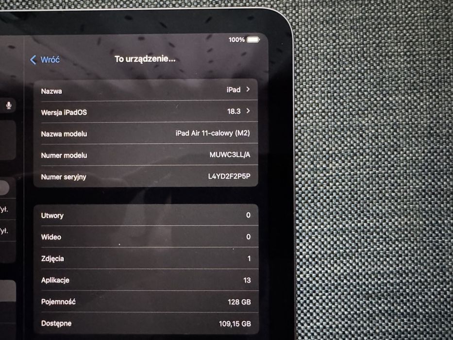 iPad Air 11” (M2) 2024 + Apple Pencil (USB-C) ideał, 100% baterii.