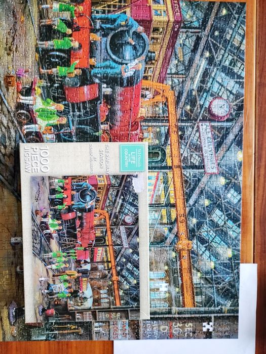 5 x Kolejkowe puzzle dwa duże trzy małe  i duża  puszka