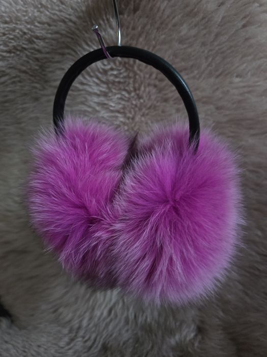 Nowe nauszniki z naturalnym futrem lisa bogate puszyste piękne