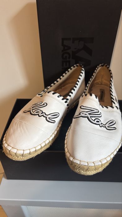 Espadryle białe skóra Karl Lagerfled 37