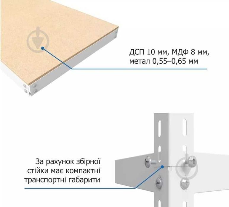 Стелаж 5 полиць в гараж 1800x900x500мм білий (Меткас) Еталон