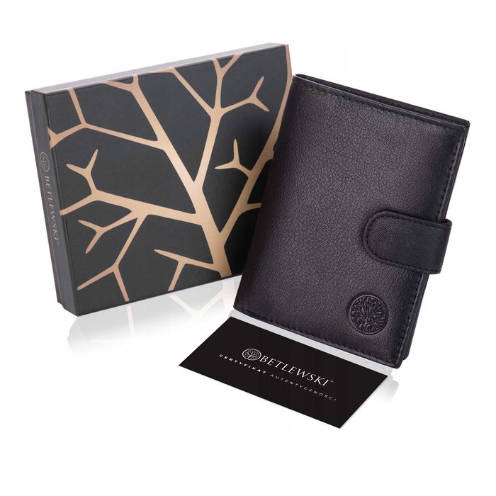 Portfel Męski Skórzany BETLEWSKI ETPM-KZ-67 Czarny Pionowy Na Prezent