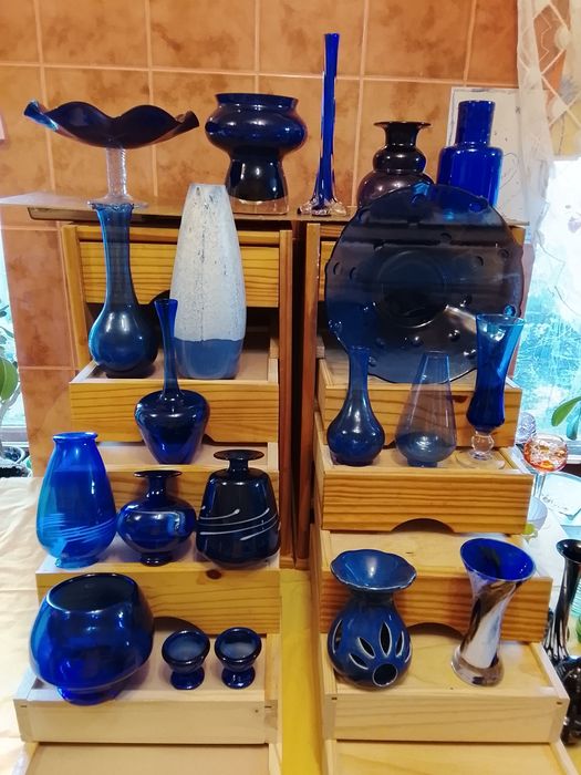 Интерьерные вазы для вашего дома. Синее стекло. Опал. Винтаж