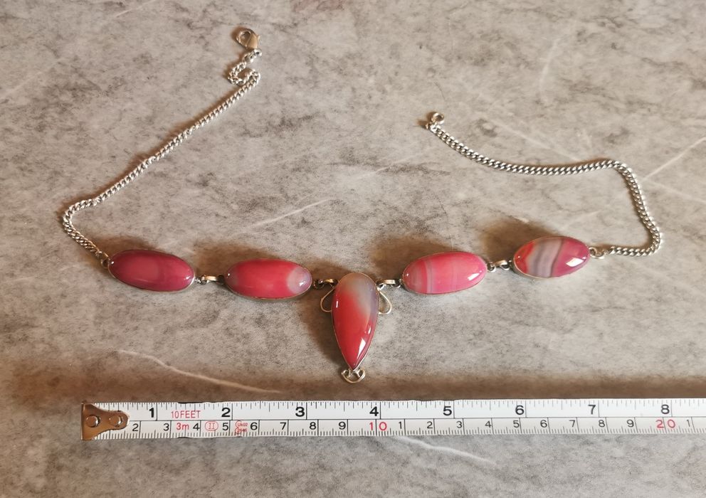 Kolia / naszyjnik rozowy Agat