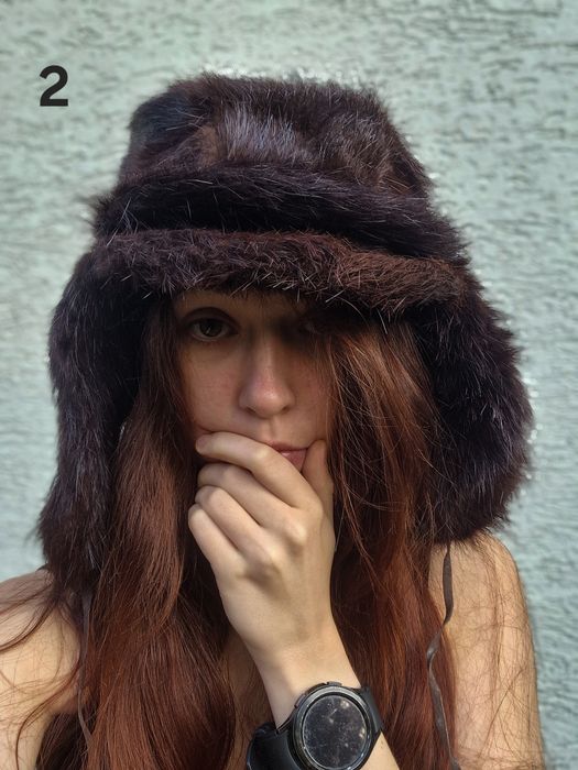 Czapka uszanka vintage PRL futro naturalne