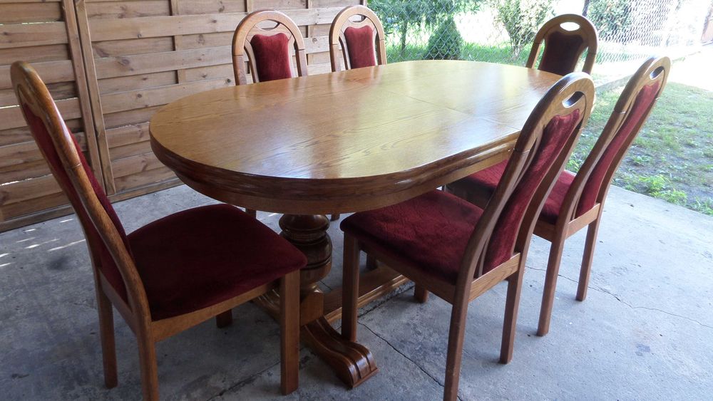 piękny masywny dębowy stół 6 krzeseł krzesła stan bdb dowóz