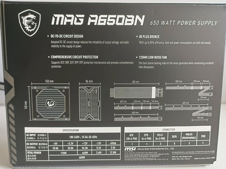MSI A650BN 650 Wat 80+ bronze