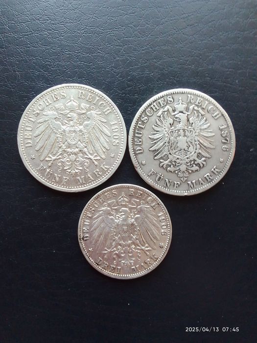 5 та 3 марок, срібло.