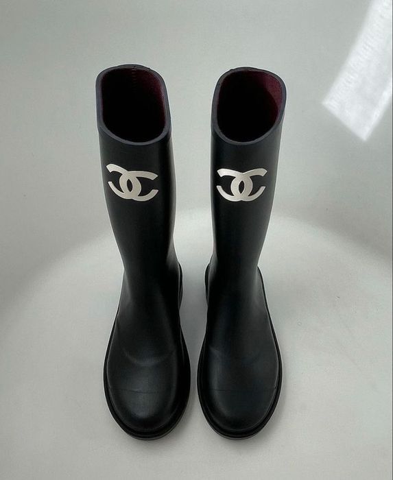 Kalosze Chanel 38 czarne gumowe buty dmaskie botki deszcz nowe