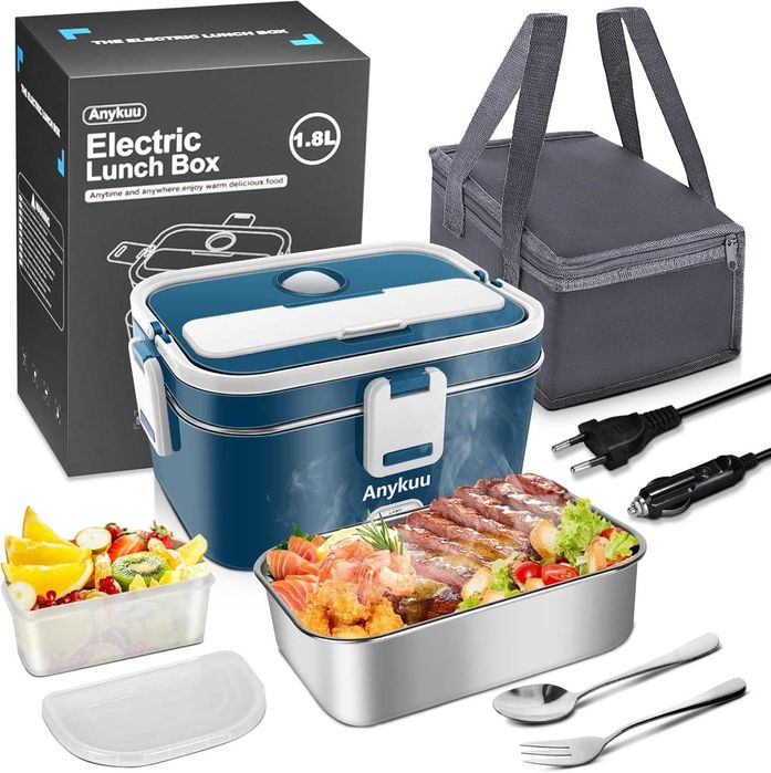 ELEKTRYCZNY LunchBOX 100W, 1,8L zestaw sztućce, pokrowiec