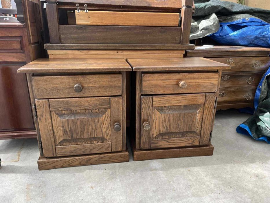 Szafki nocne 2szt drewniane dąb rustykalny ciemne solidne FV DOWÓZ