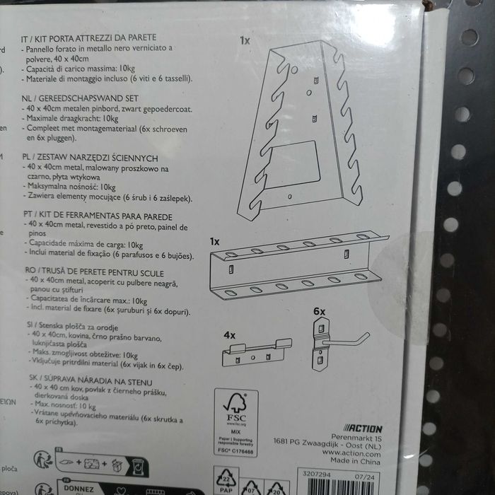 Ścianka na narzędzia Tablica PRAKTYCZNA TRWAŁA 40 x 40 cm