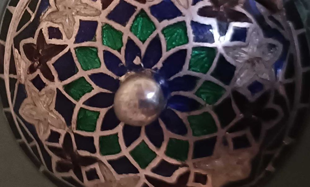 Solniczka ze srebra i emalii CLOISONNE