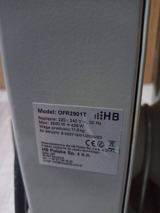 Grzejnik olejowy HB 2900W