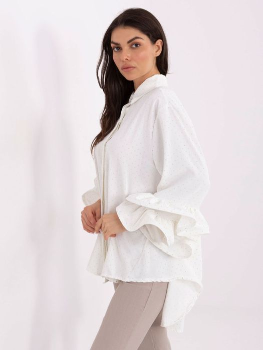Koszula damska ecru elegancka z falbanami Italy Moda