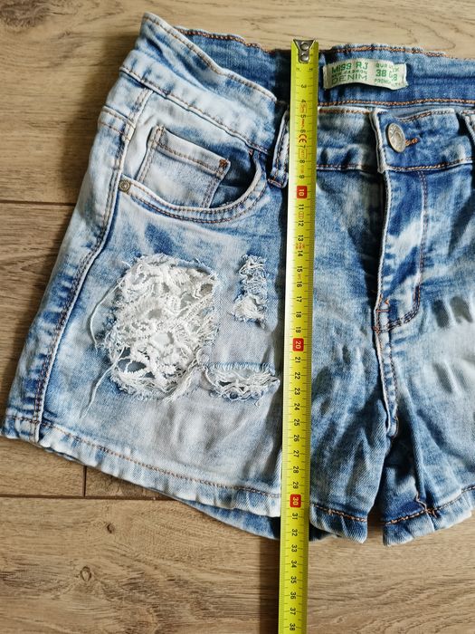 Szorty spodenki M 38  jeansowe dżinsowe koronka