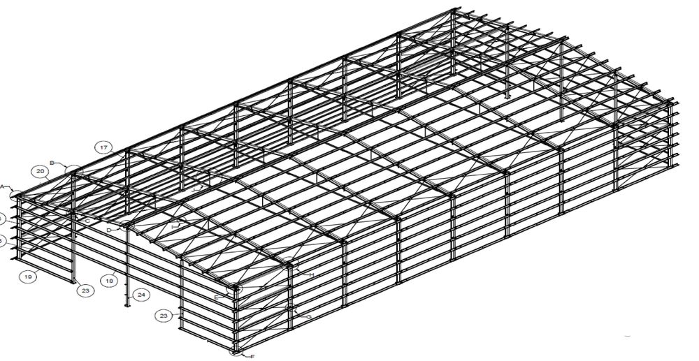 20x25 Konstrukcja stalowa hali wiaty magazynu obory budynek