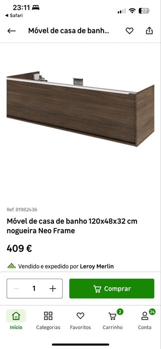 Movel Casa Banho Novo 120x48 C/ Tampo e Lavatorio