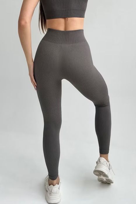 ‼️ЛОСІНИ‼️в рубчик графіт, сірий. Без пушап, безшовні легінси