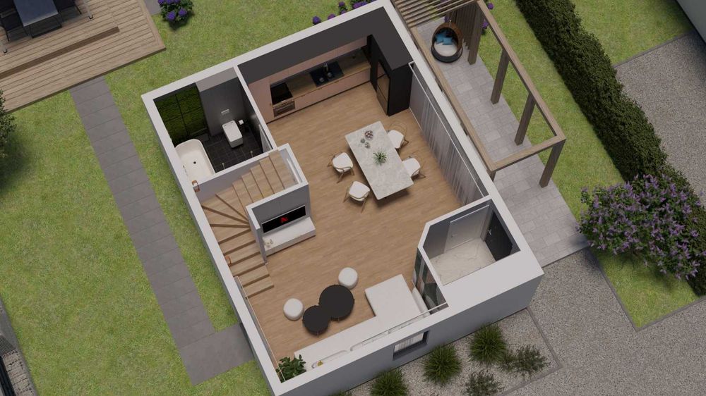 Dom szkieletowy jednorodzinny, całoroczny o powierzchni 106m2