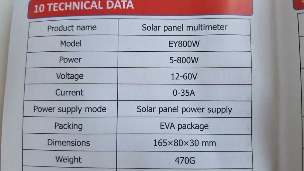 Multímetro painel fotovoltaico