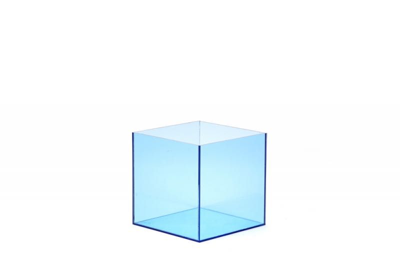 Cubo acrílico 1 lado aberto azul translúcido - 6pc. | 20x20x20cm