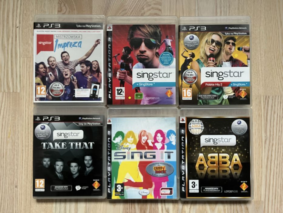 Gry z serii Singstar na PS3 (6 sztuk) - stan idealny + komplet książek