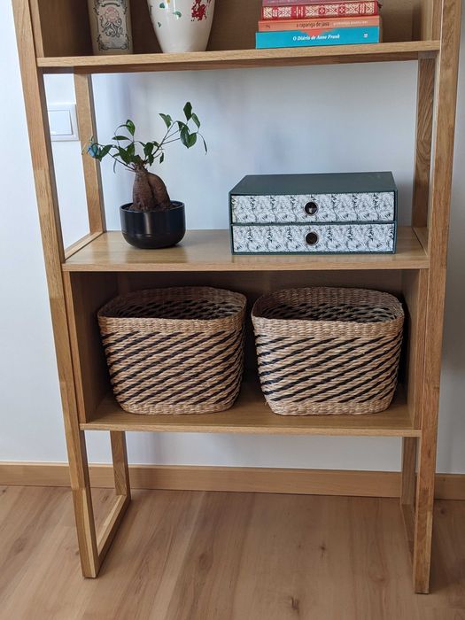 Conjunto 2 Cestos Bege/Preto 31x23x23cm