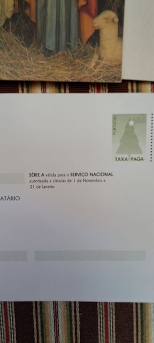 Pack 8 postais de Natal, CTT taxa paga