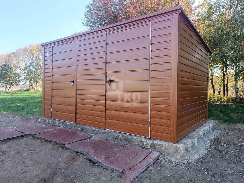 Schowek Domek Ogrodowy 4X2,5M 2X Drzwi Drewnopodobny Dach Spad  Tkd319
