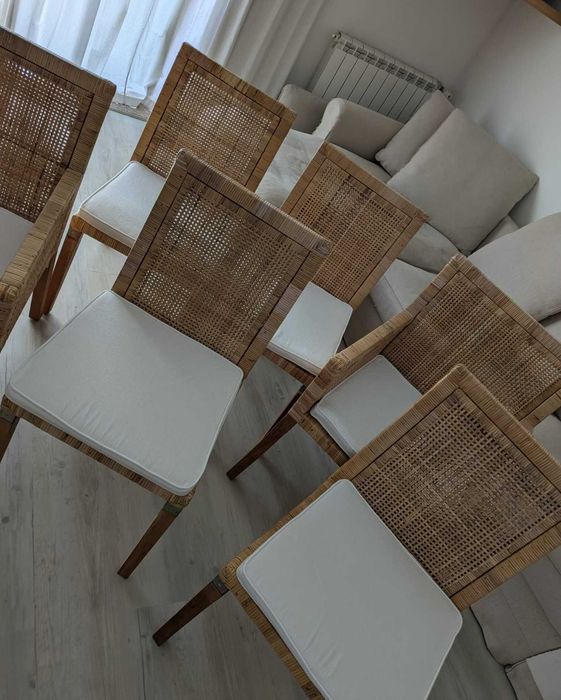 6 Cadeiras de Jantar Kenay em Madeira e Rattan Natural