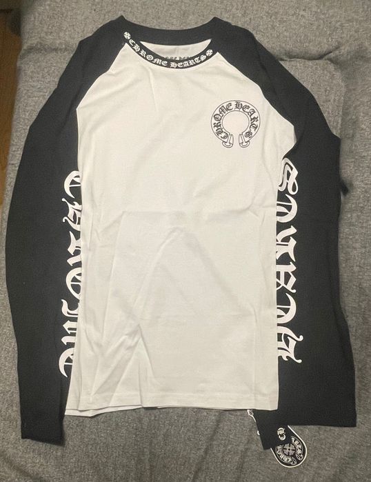 Chrome Hearts Manga Comprida Preta/Branca- Tamanho M