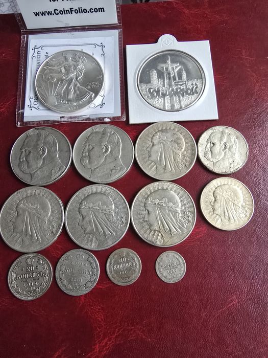 Zestaw srebrnych monet 10 złotych