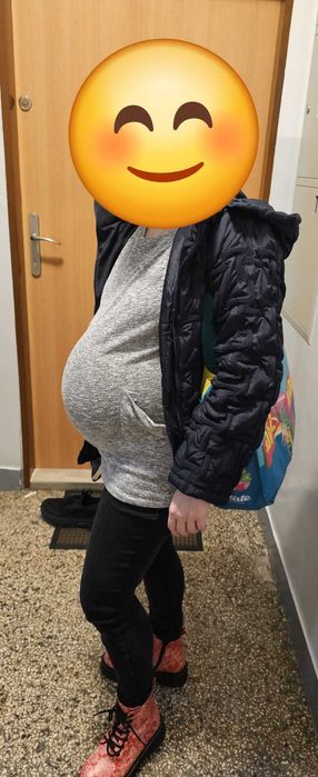 Szara tunika ciążowa z kieszeniami