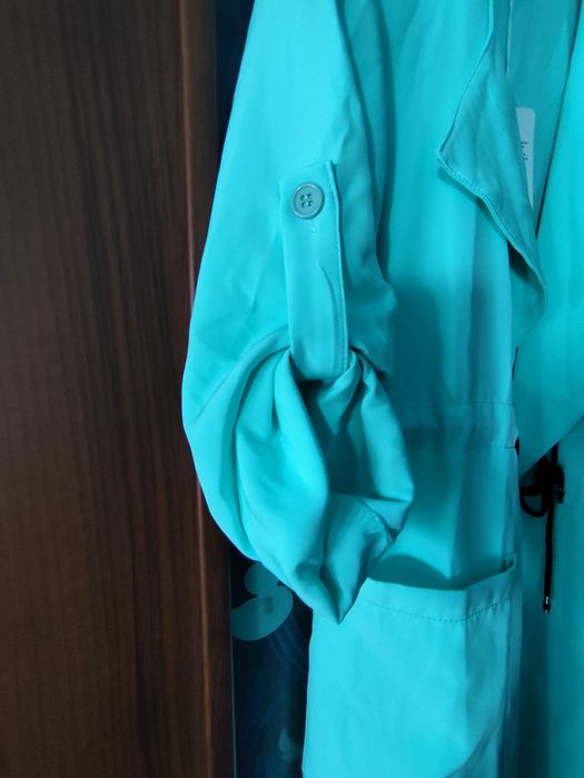 Płaszcz długi miętowy