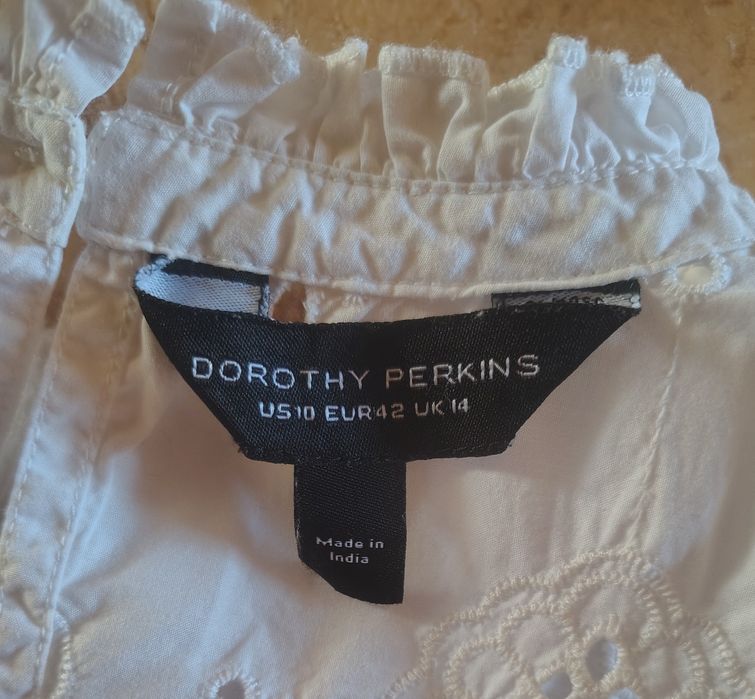Бавовняна біла блузка з прошвою Dorothy Perkins, розмір EUR 42(L/XL)