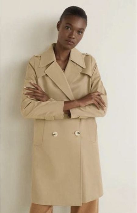 Плащ тренч trench doble botonada mango