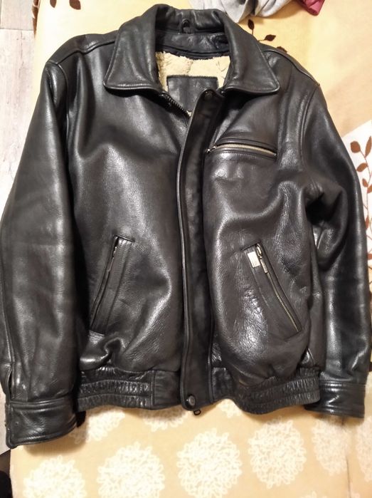 Куртка шкіряна чоловіча утеплена camel