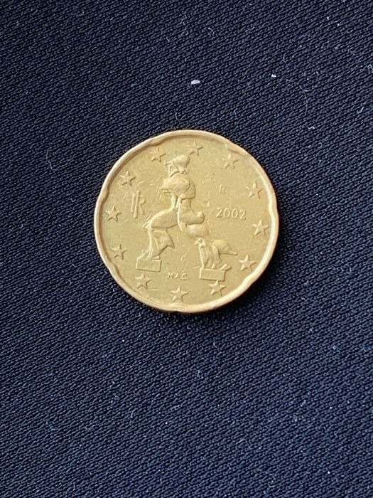 Moeda rara Italiana 20 Euro Cent ano 2002