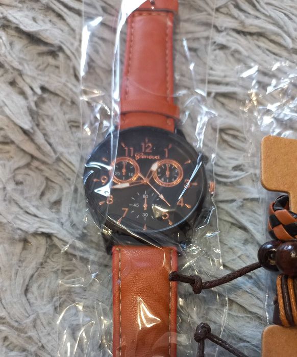 деловые мужские наручные часы + браслет