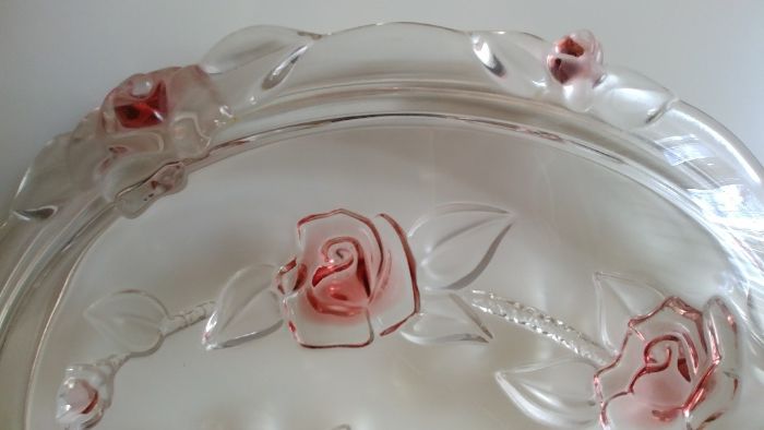 Цветное рельефное стекло блюдо поднос раритет прошлый прошлый век