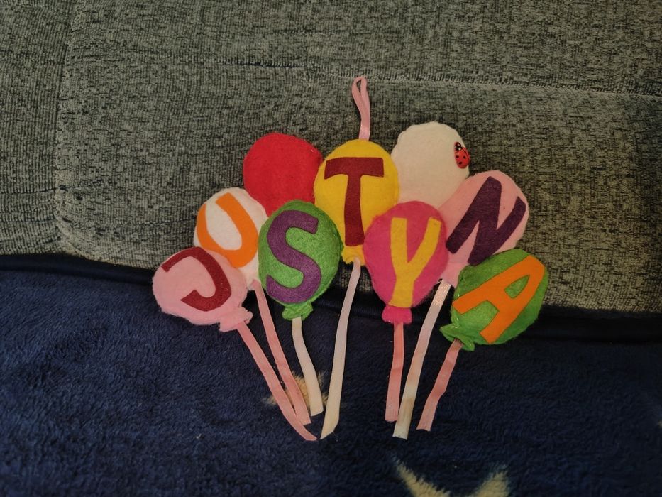 Napis z filcu  Justyna