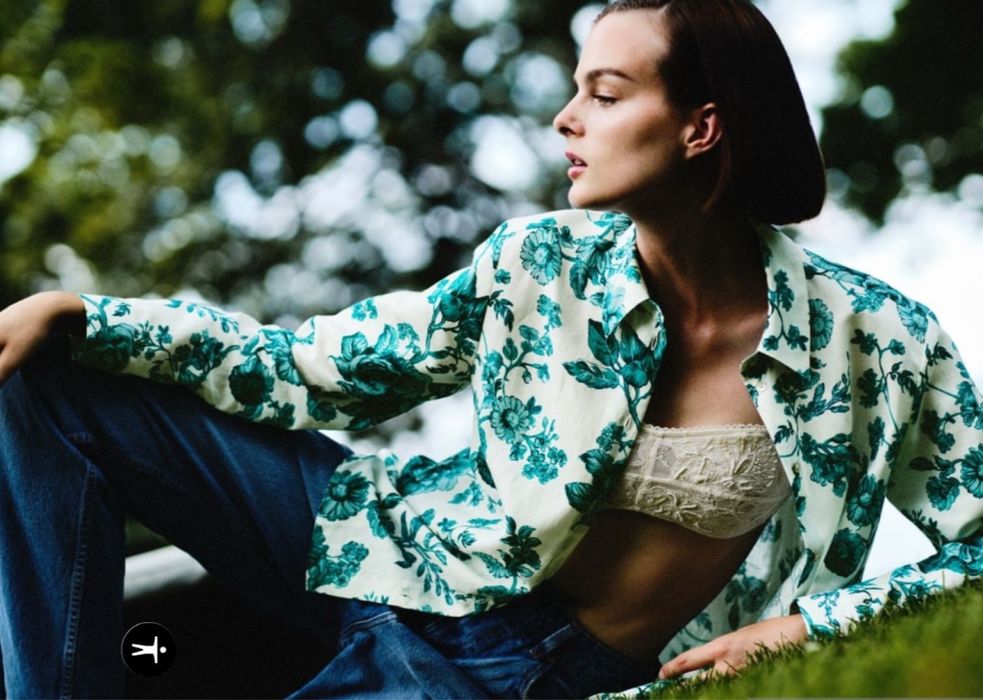 ZARA сорочка рубашка льон