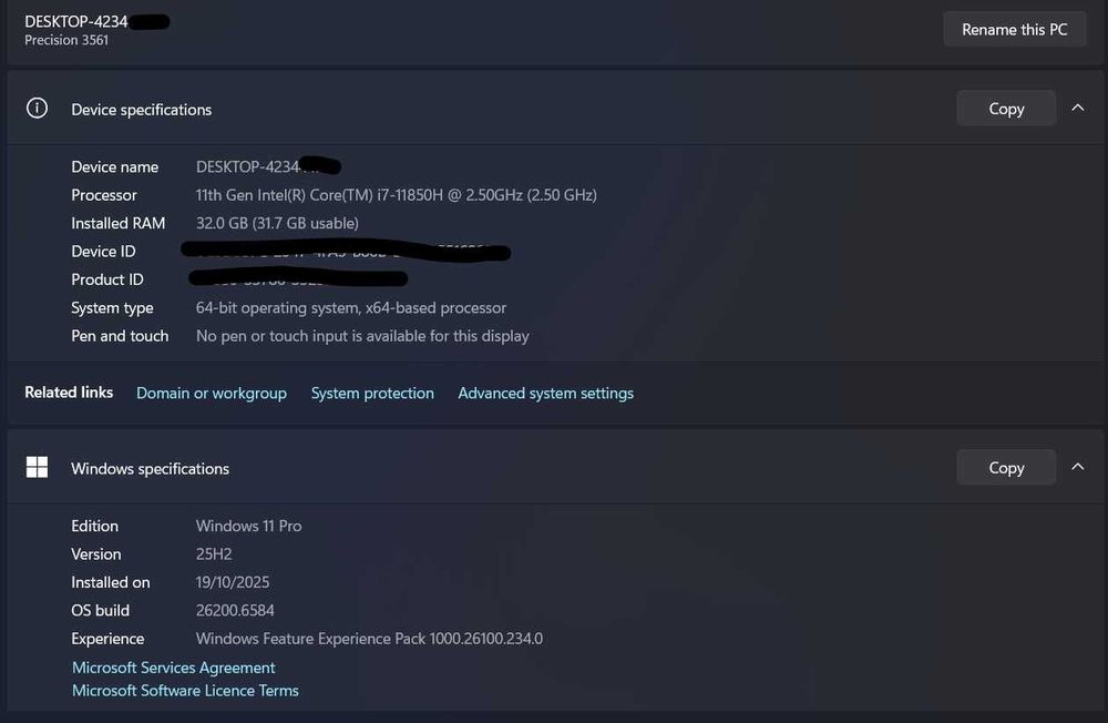 Dell Precision 3561 15-inch (2021) - Core i7-11850H 32GB SSD 1000GB