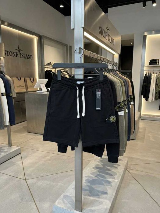 XS S M L XL XXL | Черные Шорты Stone Island | Спортивні Шорти Стоник