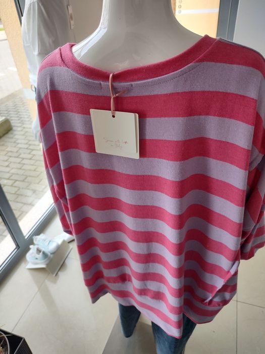 Bluza a'la ponczo w różowe paski - lila One size Azara