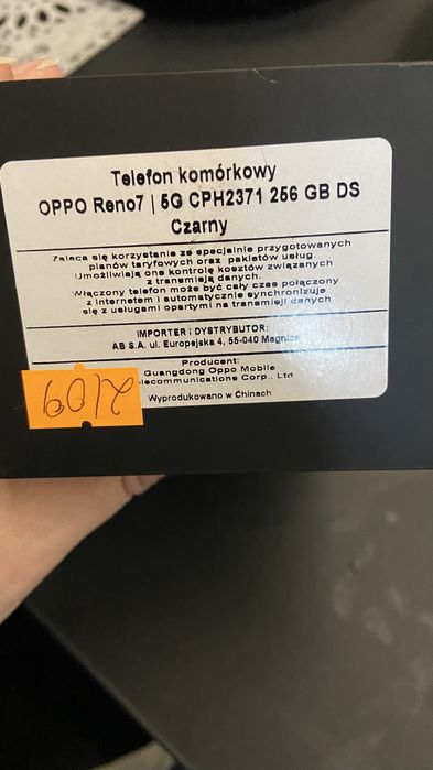 Telefon oopo reno 7 nowy
