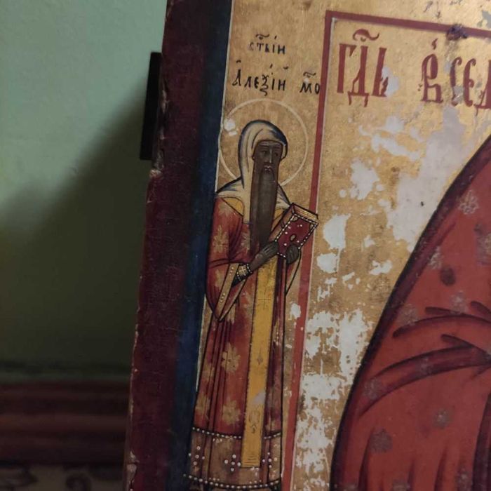 Икона 19 века Господь вседержитель с предстоящими