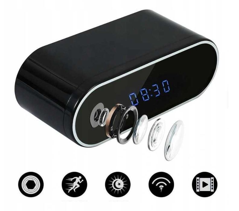 Zegar mini kamera WiFi ukryta budzik ukryta kamera szpiegowska